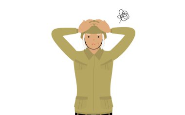 Kıdemli Bayan Asker Poz ver, kafanla endişelen.