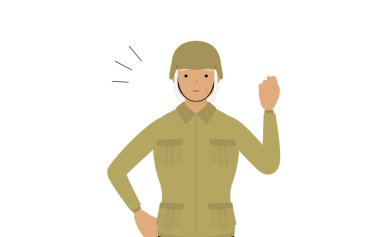 Kıdemli bayan asker pozu, neşeli, cesur poz.!