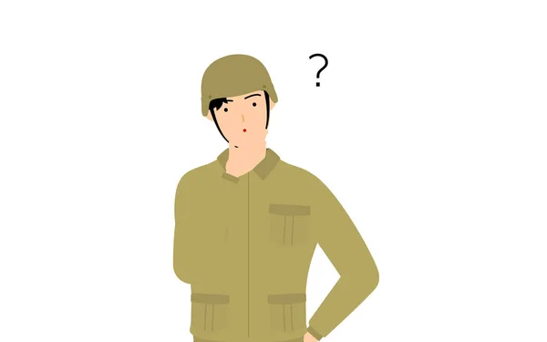 Soldado Masculino Pose Tiene Dudas — Vector de stock