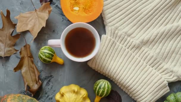 Fondo de otoño flatlay — Vídeos de Stock