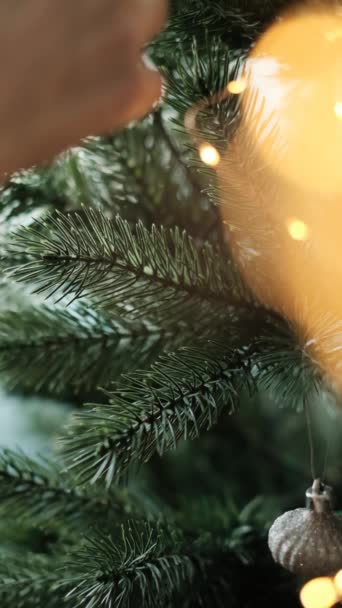 A karácsonyfa díszítése — Stock videók
