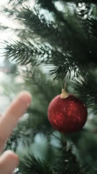 Den Weihnachtsbaum schmücken — Stockvideo
