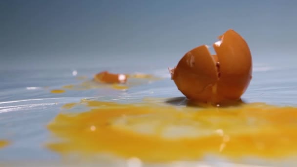 A tojás az asztalra esik.. — Stock videók
