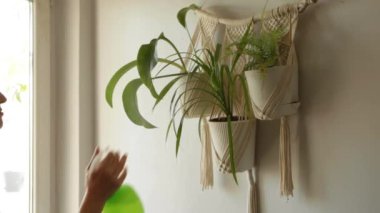  Çiçek yetiştiren genç bir kadın.