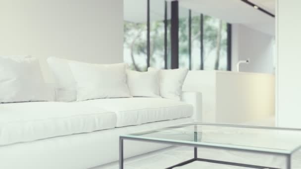 Moderno interior de villa con muebles — Vídeo de stock
