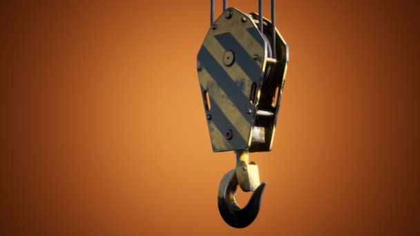 Old lifting metal crane hook — Stock Video