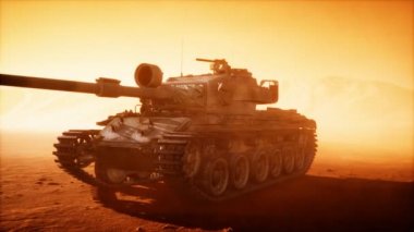 2. Dünya Savaşı Tankı çölde kum fırtınasında
