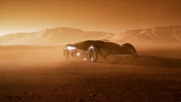砂漠の日没時のスーパーカー — ストック動画