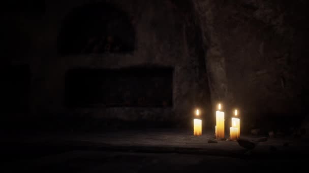 Old dark stone underground Catacombs — Stock Video