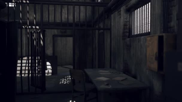 Rostiger alter Gefängniszellen-Block — Stockvideo