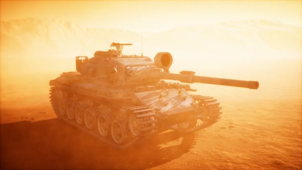 World War II Tank in desert in sand storm — Stock Video