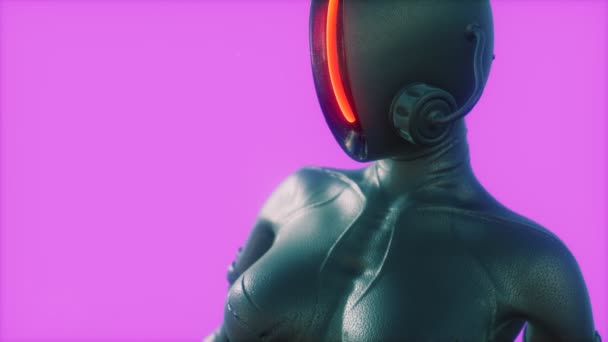 Módní model v koženém futuristickém obleku — Stock video