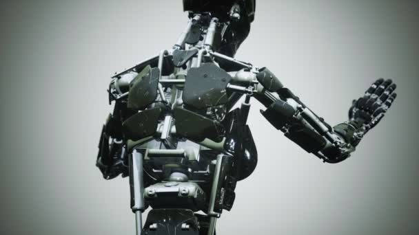 Робот жінка зі сталі та пластику — стокове відео