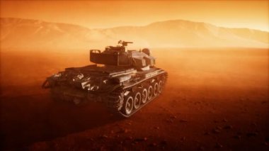 2. Dünya Savaşı Tankı çölde kum fırtınasında