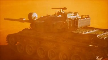 2. Dünya Savaşı Tankı çölde kum fırtınasında