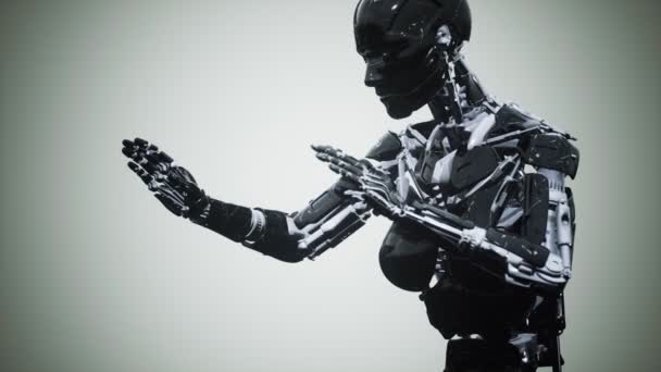 Fantascienza robot donna animazione nel mondo digitale del futuro — Video Stock