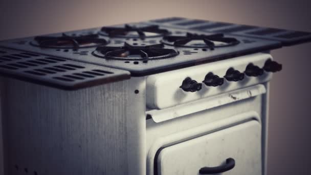 Old vintage retro stile gas stove — Stock Video