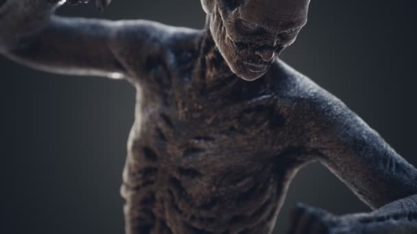 Ужасный страшный зомби-человек — стоковое видео