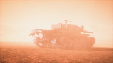 2. Dünya Savaşı Tankı çölde kum fırtınasında