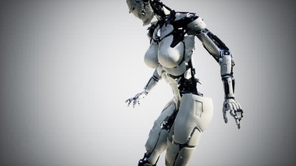 Cyborg mujer con parte de la máquina de su cuerpo Video de stock