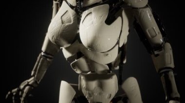 Plastik ve çelikten robot kadın.