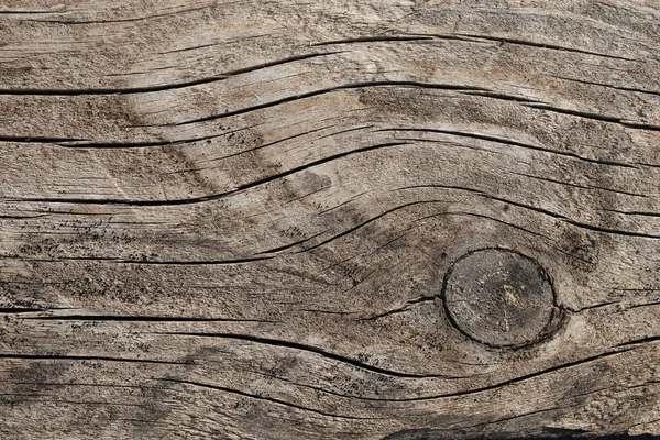 Faktura Naturalnej Pękniętej Drewnianej Deski Węzłem Zbliżenie — Zdjęcie stockowe