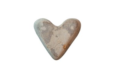 Heart shaped gray stone isolated on white background.