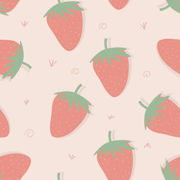 Patrón Sin Costuras Con Fresas Sobre Fondo Rosa Ilustración Repetida — Foto de Stock
