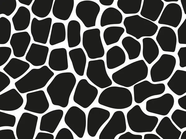 ベクトルシームレス黒と白のキリンの皮膚パターンは 隔離された白の背景に 動物のストックの質感 ファッションデザイン ファブリック壁紙上の印刷 ウェブサイトテンプレートデザイン 幾何学的背景 — ストックベクタ