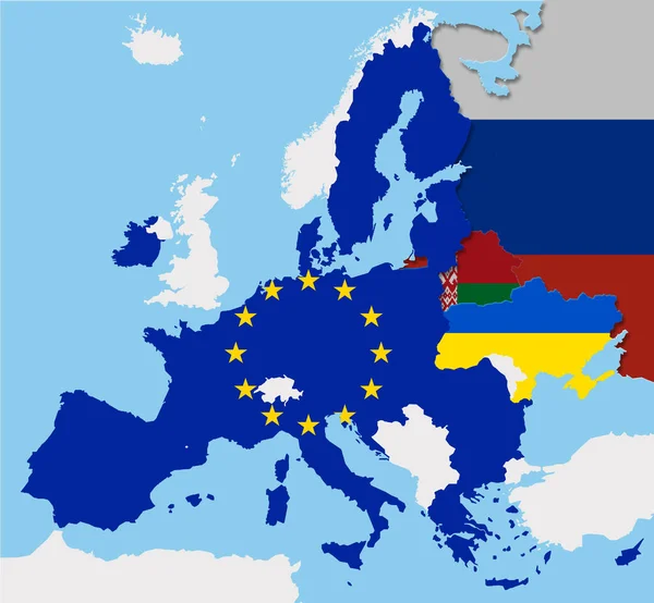 Военный кризис в Украине Россия zelenksy putin ЕС европейский союз иллюстрации — стоковое фото