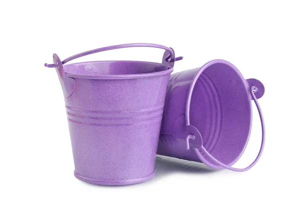 Two Buckets Purple Isolated White Background — Stock Photo, Image