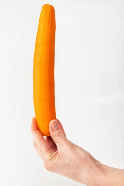 Peeled Carrots Hand White Background Healthy Food — ストック写真