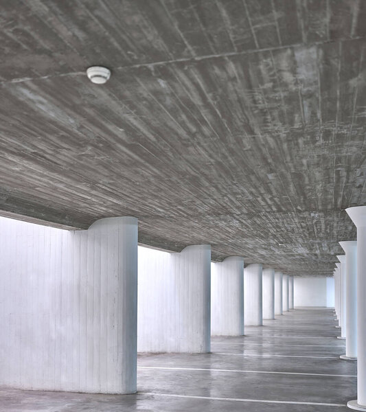 detail of parking spaces in a public subway parking lot