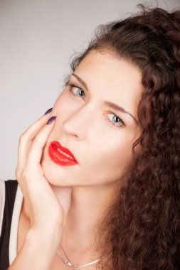 güzel uzun saçlı kız güzellik moda model yakın çekim