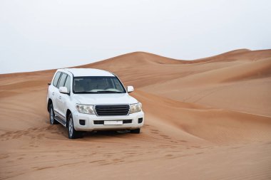 Dubai 'nin kuzeyindeki kuma gömülü bir araba tekerleği...