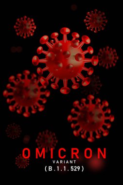 Omicron, bir çeşit koronavirüs. Omicron tipi SARS-CoV-2. dikey.
