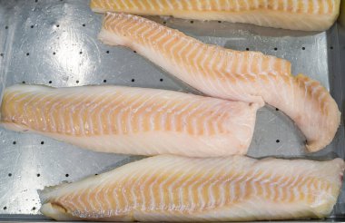 Lezzetli gurme balığının filetosu. Gıda arkaplanı.