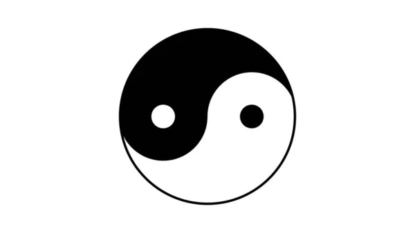 Beyaz arka planda siyah-beyaz Yin Yang, Vektör çizimi