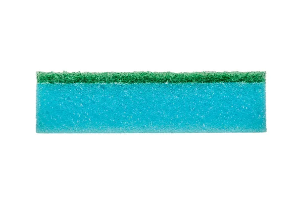 Υγιεινή: Σφουγγάρι μπλε αφρού για το πλύσιμο των πιάτων closeup σε λευκό φόντο. Μεμονωμένα. — Φωτογραφία Αρχείου