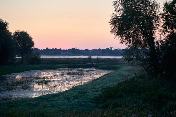 Beautiful Fog Rural River Dawn — Stock Photo, Image