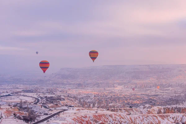 Hot Air Balloons Flying Spectacular Cappadocia Beautiful View Hot Air — Stock Photo, Image