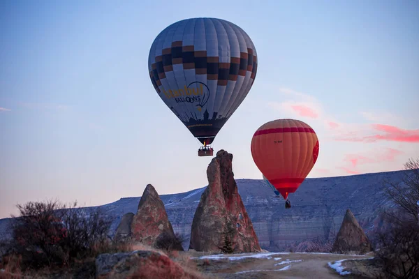 Des Montgolfières Survolant Spectaculaire Cappadoce Belle Vue Sur Les Montgolfières — Photo