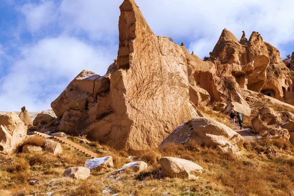 Панорамный Вид Национальный Парк Zelve Valley Невшехир Каппечия Турция Скалы — стоковое фото