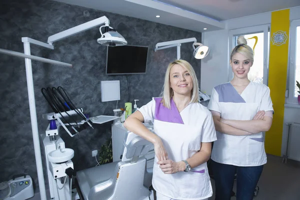 Team Two Female Dentists Clinic — Stock Photo, Image