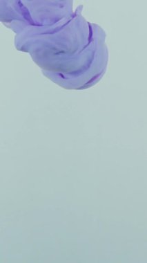 Purple Color Cloud. Ink Or Paint Mixing In Water. Slow Motion. Black Background. Abstract Motion Backdrops, Transitions, Art Effect.