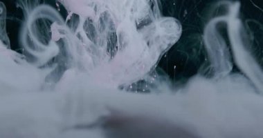 Purple Color Cloud. Ink Or Paint Mixing In Water. Slow Motion. Black Background. Abstract Motion Backdrops, Transitions, Art Effect.