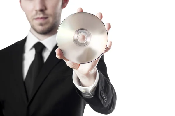 Человек, держащий в руках Blank cd — стоковое фото