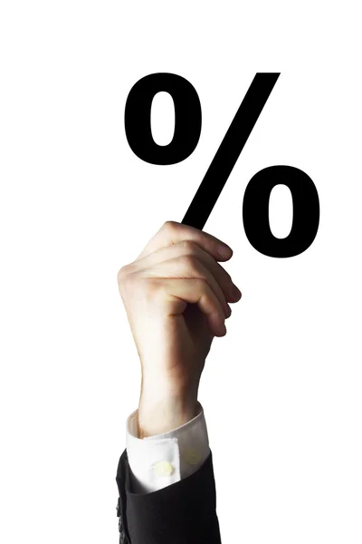 Ruka drží symbol procenta — Stock fotografie