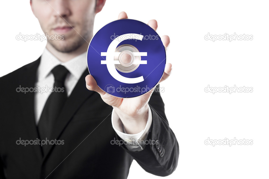 man holding euro cd in hand