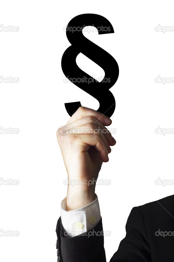Businessman holding paragraph symbol